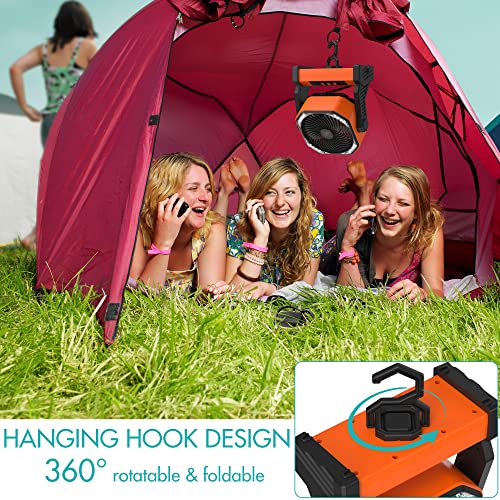 Addacc 20000Mah Battery Operated Portable Fan 8 Inch Rechargeable Camping Fan With Led Light With Hanging Hook For Tent Travel Car Jobsite Outdoor Fishing… #TOP5