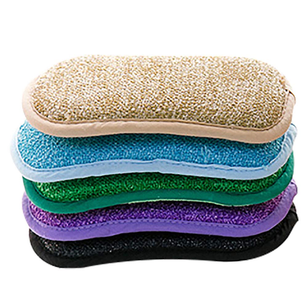 Yicare Sponges 5Pcs Antibacterial Microfiber Kitchen Scouring Pads Double Side Sponges Scourer Non Odor Dish Scrubber Brush Great For Non Stick Pans Pots Random Colors