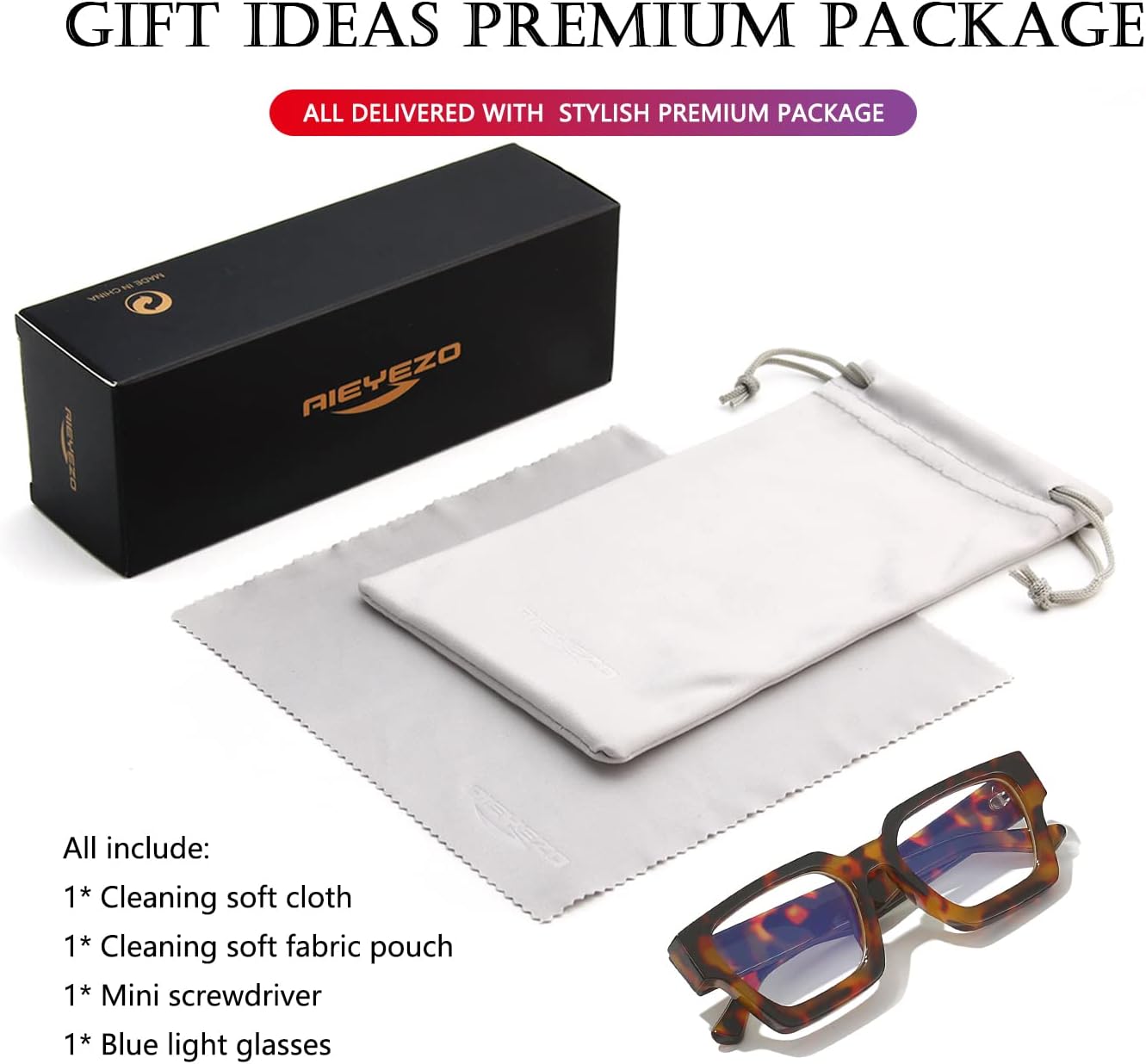 AIEYEZO Square Thick Frame Glasses for Women Men Fashion Blue Light Glasses Trendy Chic Computer Eyeglasses - Image 6