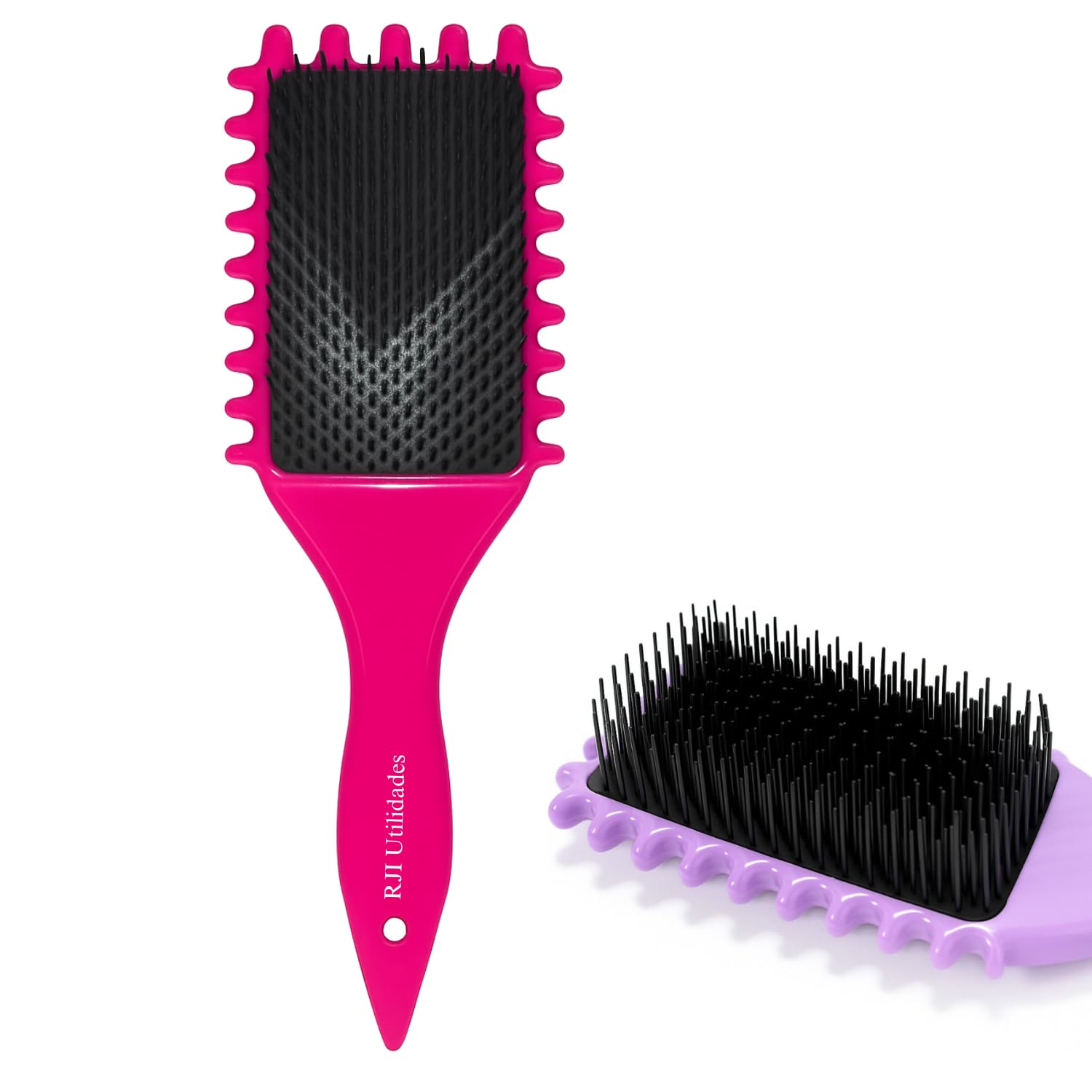 Escova Cabelo Fitagem Cachos Ondulado Finalização Profissional Raquete Wave Mechas - RJI