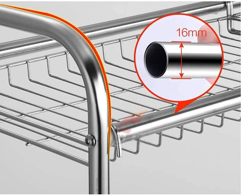 Scaffale espositivo per scolapiatti in Acciaio Inox a 2 Livelli, salvaspazio, con portautensili e Posate (Dimensioni: 84 x 28 x 82 cm) (79 x 28 x 82 cm) ()
