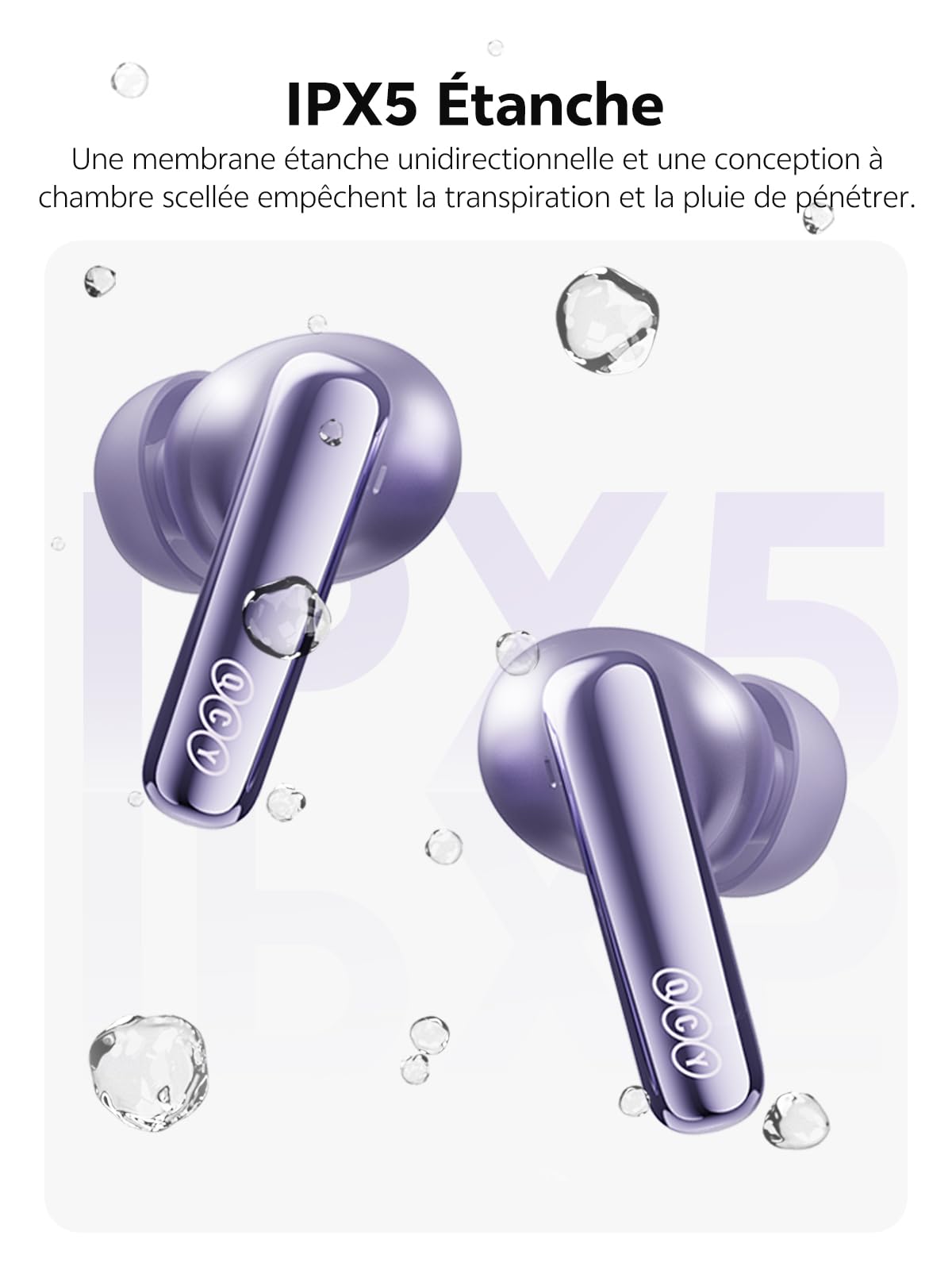 QCY MeloBuds N70 Écouteurs Bluetooth avec réduction Hybride adaptative du Bruit de -56 DB,Hi-Res Sound LDAC,6 micros AI pour des appels clairs,50H de Lecture, Recharge sans Fil,IPX5, Bluetooth 6.0