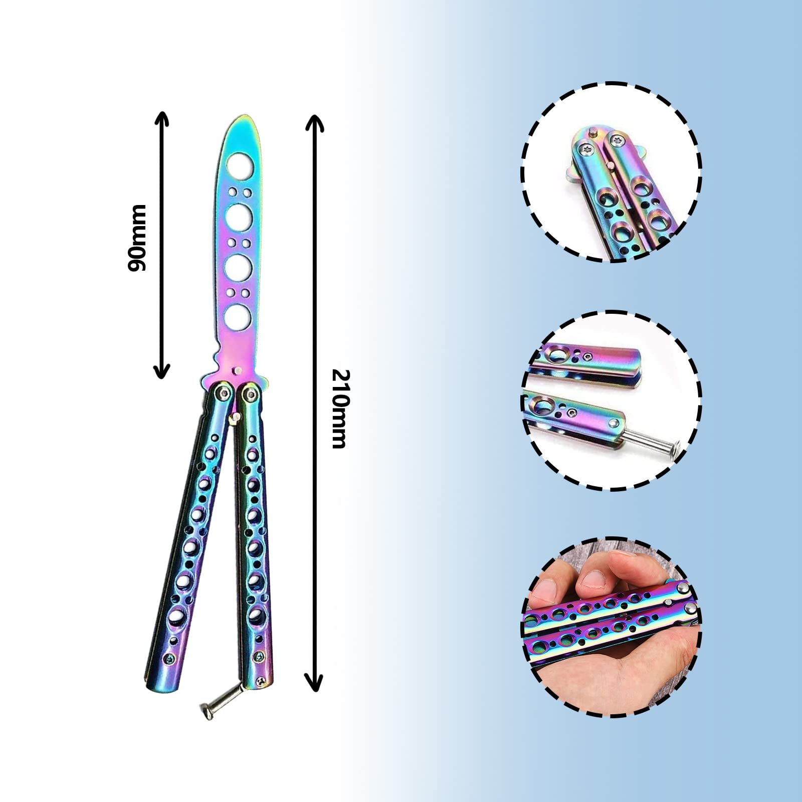 ZoeTekway Butterfly Trainer Cuchillo de Práctica Mariposa Arco Iris sin Hoja Afilada para Principiantes