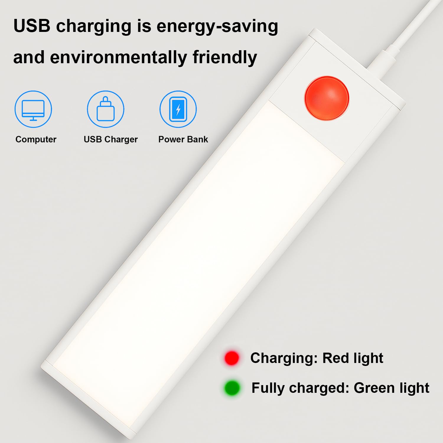 TZFTZ 2 Pack Under Cabinet Kitchen Lights LED, Motion Sensor Cupboard Lights, USB-C Rechargeable Dimmable Strip - Image 3