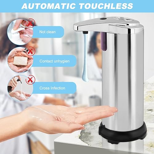 Miniatura 3 de Dispensador automático de jabón, dispensador de jabón con sensor de acero inoxidable, dispensador de jabón líquido sin contacto de 8.5 onzas con