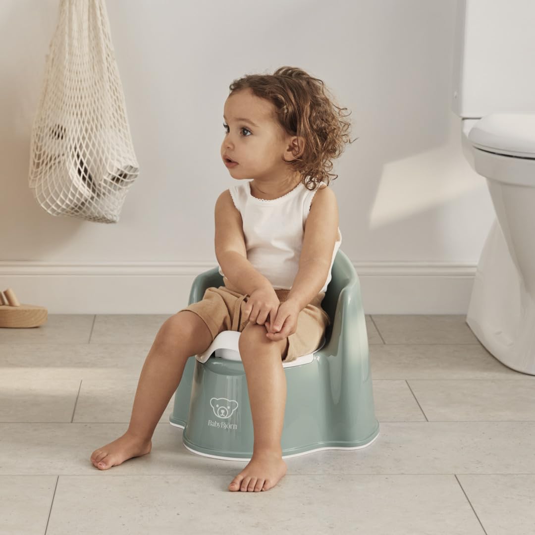 Bundle of BabyBjörn Orinal Sillón, Verde profundo/Blanco + Taburete para Niños, Verde profundo/Blanco
