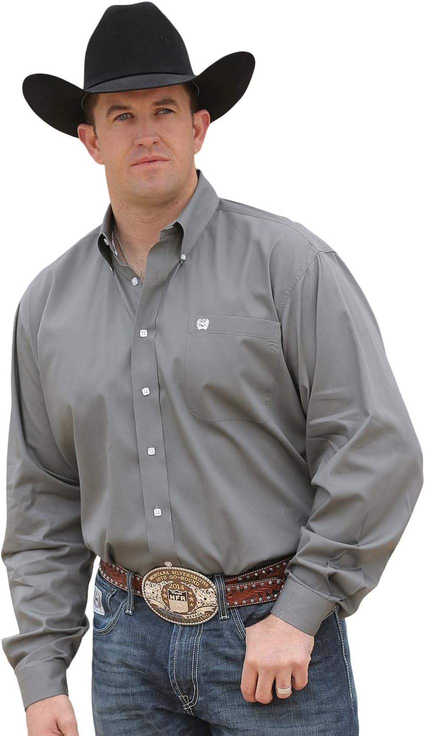 Men's Classic Fit Long Sleeve Button One Open Pocket Solid Basic