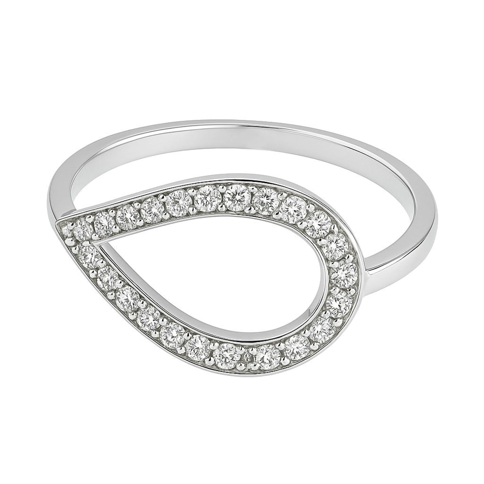 Anillos de boda de oro blanco de 9 quilates, 14 quilates y 18 quilates para mujer, anillos de compromiso con gota de agua con diamantes