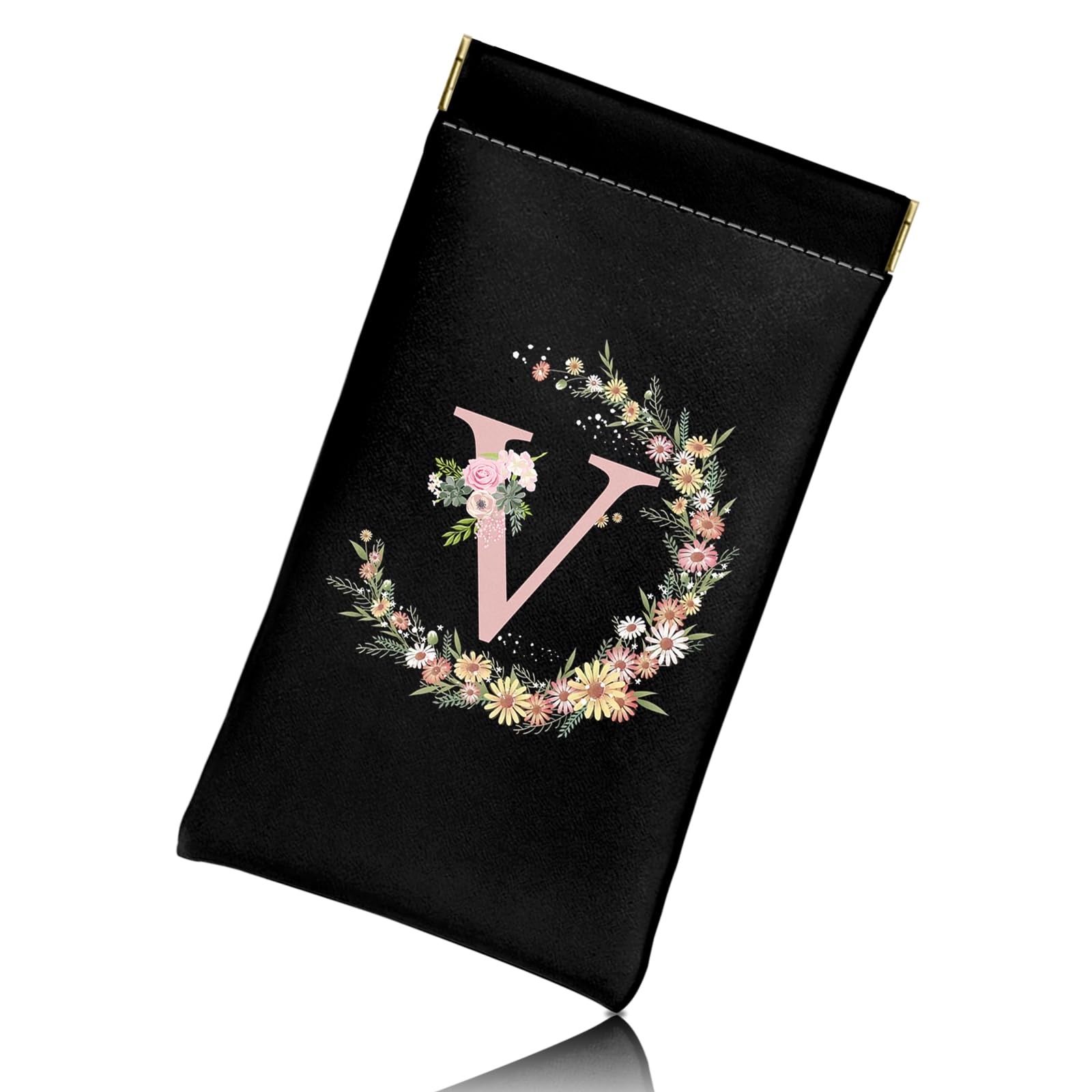 BHAHB Weich Brillenetui mit Anfangs Brief,aus PU-Leder mit Reinigungstuch Für blaue Lichtbrillen Sonnenbrille,niedliches Ästhetik für Frauen und Männer