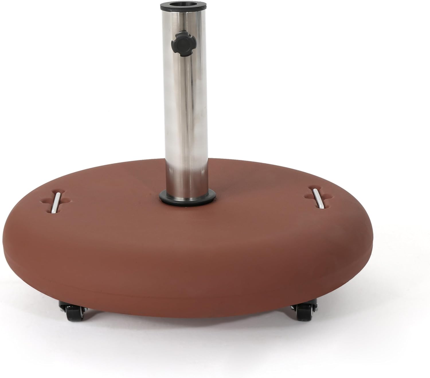 Christopher Knight Home Hayward Outdoor Concrete Circular 80lb Umbrella Base with Steel Umbrella Holder, Red