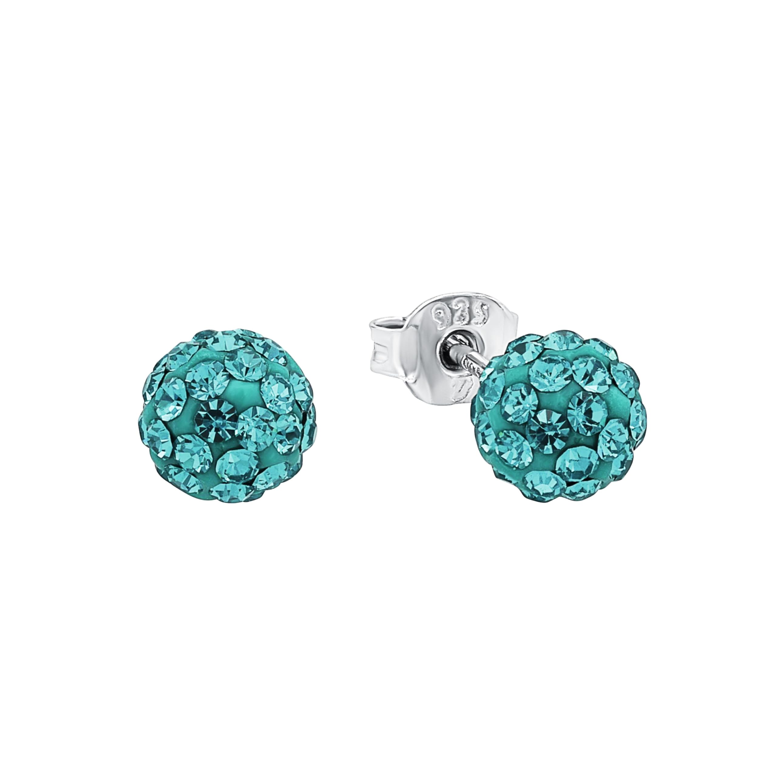 Amor Stud earrings Women Ear jewelry, with Crystal glass, 6 cm, Turquoise, Comes in jewelry gift box, 9189809