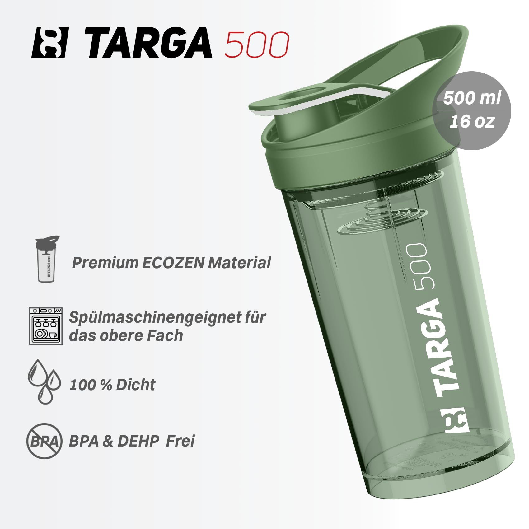 ROCKITZ Protein Shaker 500ml mit einzigartigem Konzept - dicht + leichte Reinigung + Protein Mischfeder = perfekt cremige Shakes ohne Klumpen – Premium Fitness Shaker Proteinshake - 4