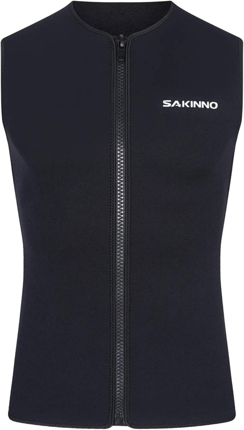 Men 3mm Neoprene Zipper Stretchy Wetsuit Vest Tops Swimming Costume Diving Surfing Suit Tank Top Black X-Large