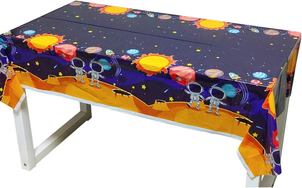 3 Set Astronaut Solar Space Theme Table Cloth Cover for Kids Birthday Wedding Baby Shower Party Supplies and Decoration, 71 × 43 inch