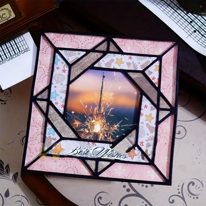 Christmas Geometric Square Diamond Metal Die Cuts,Flower Branch Leaf Cutting Dies Cut Stencils for DIY Scrapbooking Album Decorative Embossing Paper Dies Card Making