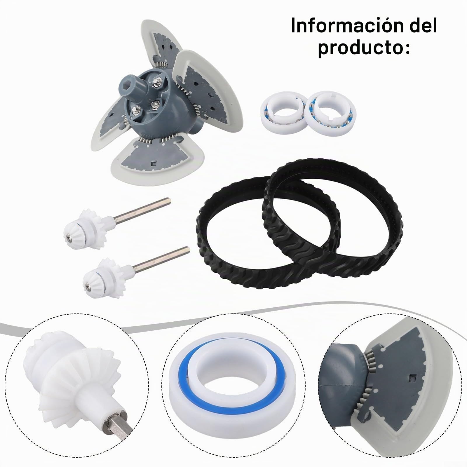 Kit de ajuste de piscina Allthingstore R0796200 para ZODIAC para BARACUDA MX8 y MX6 con 1 pieza de motor R0524900, 2 piezas de pistas R0526100, 2 piezas de ejes de transmisión R0525100 y 2 piezas de