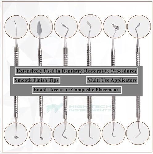 Miniatura 2 de Juego de 6 instrumentos de llenado de resina compuesta, kits de espátulas de llenado dental para reparación estética de resina y preparaciones de