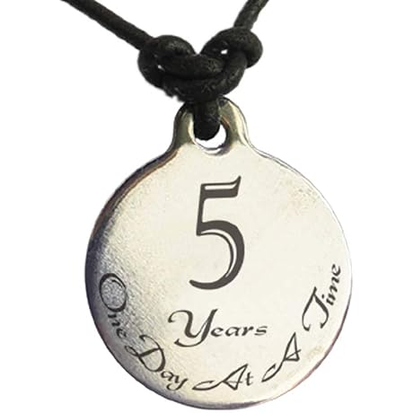 5 Year AA Sobriety Medallion Leather Necklace: Celebrate Milestones in Recovery