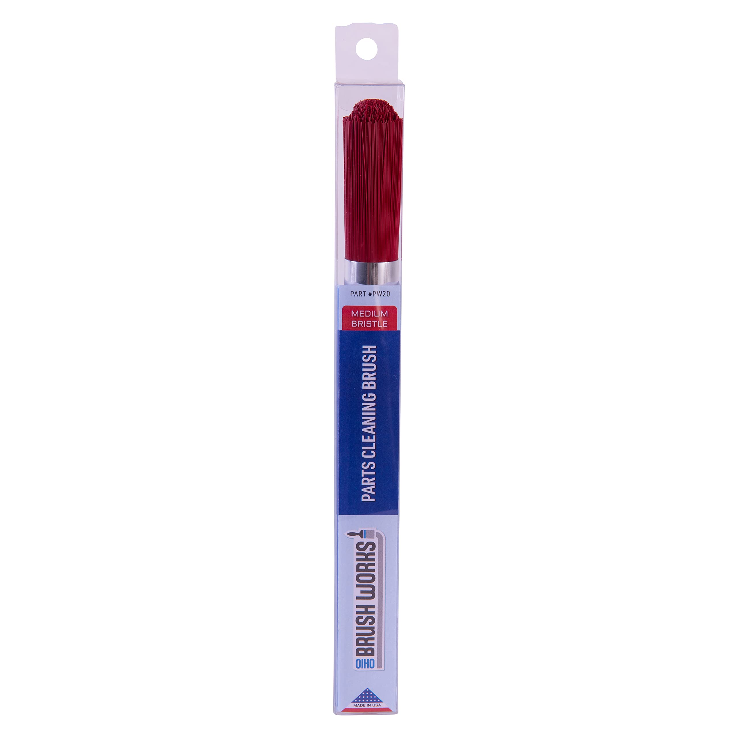 Ohio Brush Works, Parts Cleaning Brush, Handmade in the USA, Home and Auto Use, Solid Ergonomic Wood Handle (Medium Bristle)
