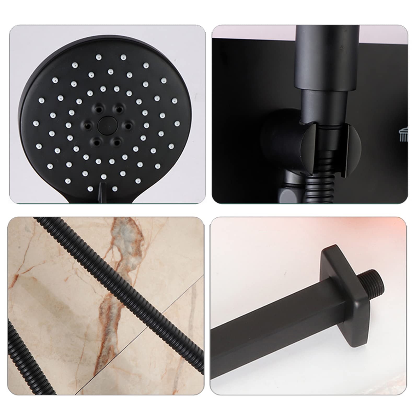 Rubinetto Doccia Set Miscelatore Doccia Parete Nero Miscelatore Doccia Incasso Caldo e Freddo Valvola 2 Vie ABS 10 in Doccia Pioggia Rotonda Miscelatore Doccia Incasso