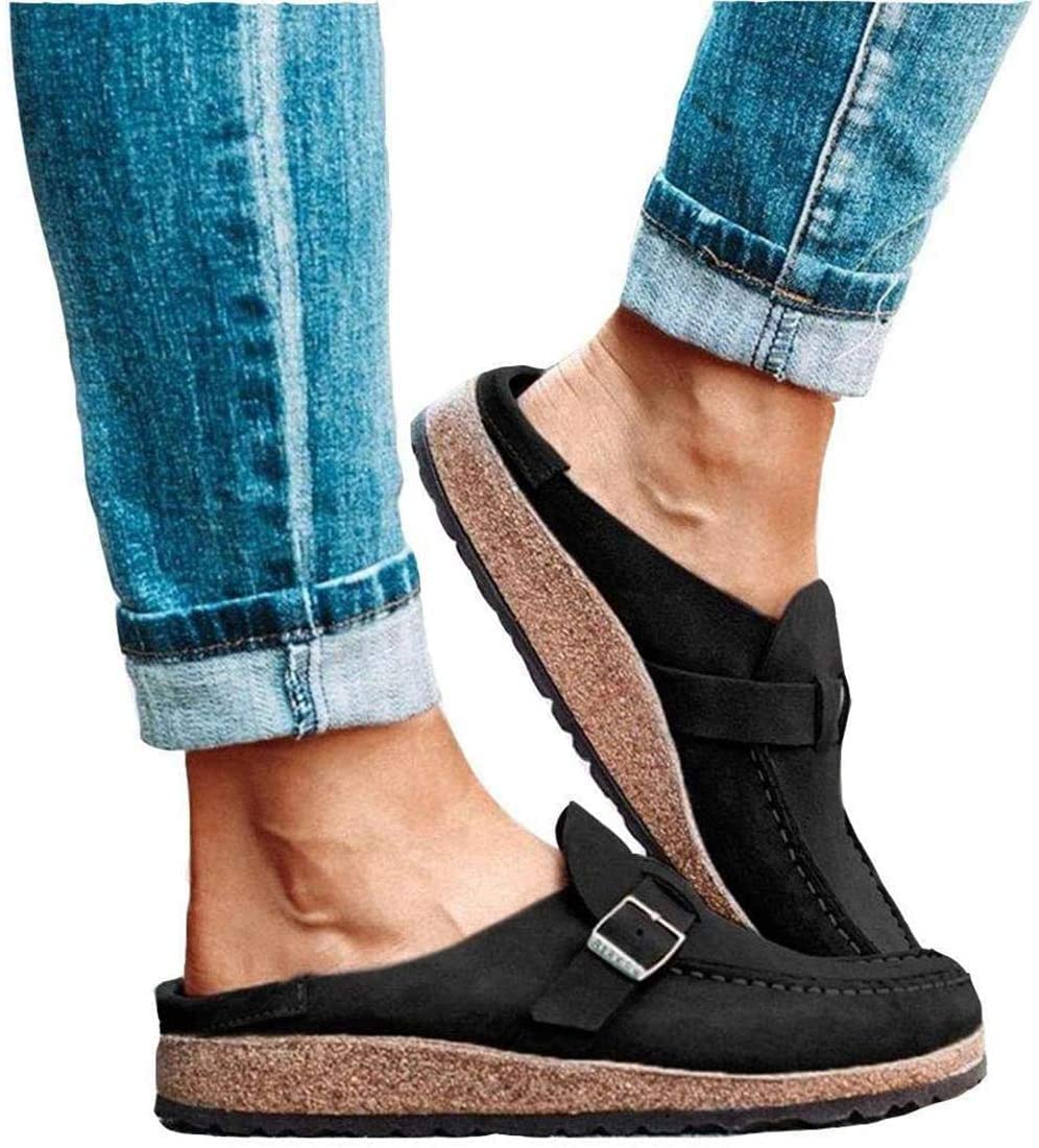 RXZCHH Sandali da Donna Zoccoli Estivi Pantofole Piatte Pantofole da Passeggio con Punta Chiusa Scarpe da Barca da Donna Scarpe Casual con Zeppa per Arco Piatto per Escursionismo all'Aria Aperta
