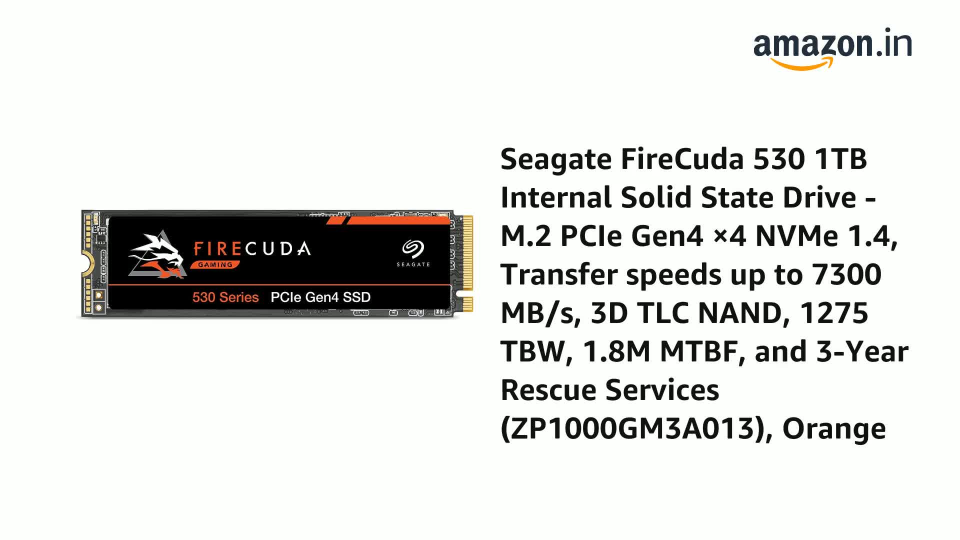 内蔵型SSD Seagate FireCuda 530 1TB SSD Seagate FireCuda 530 1TB Internal Solid State Drive - M.2