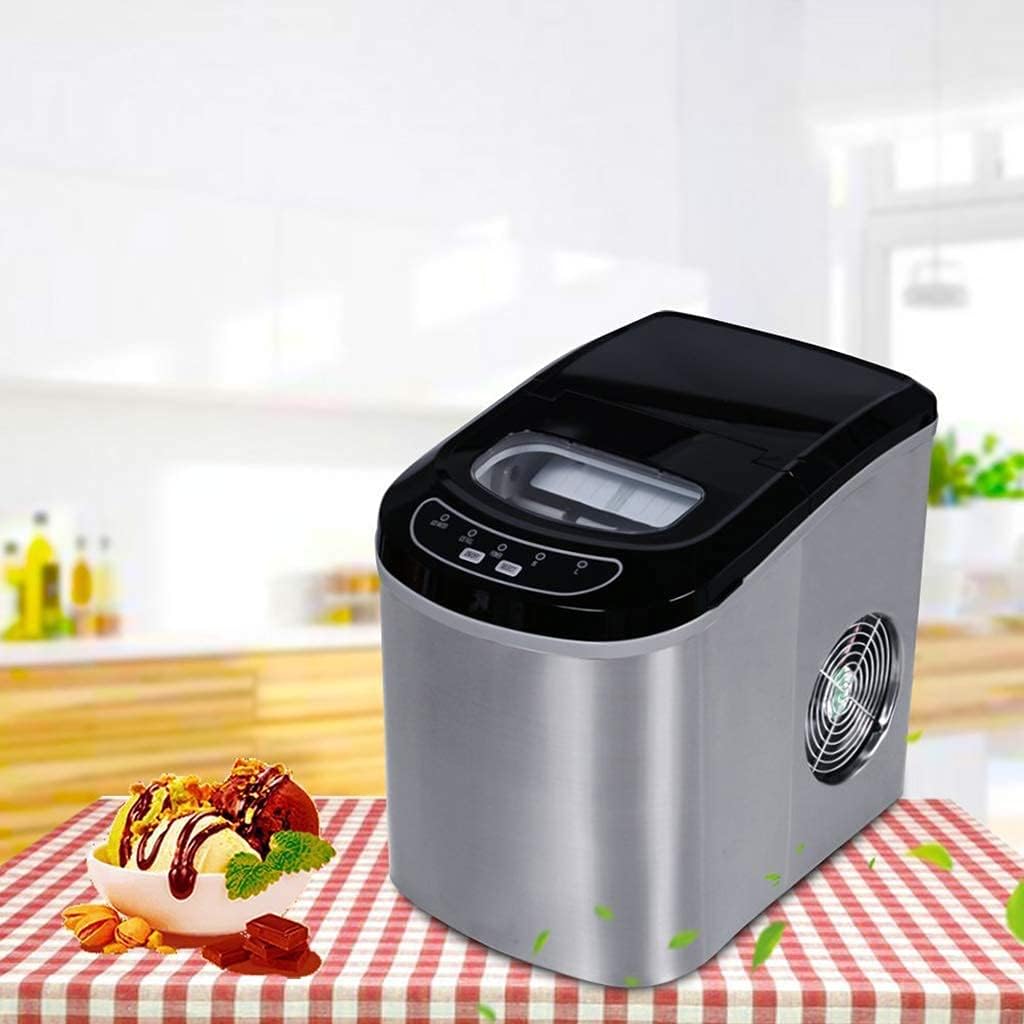 Ice Maker Countertop, 26lbs 24hrs, 9 Cudis in 7min, Portable Electric Machine with LED Indicator Light, Scoop for Home Office Bar Party