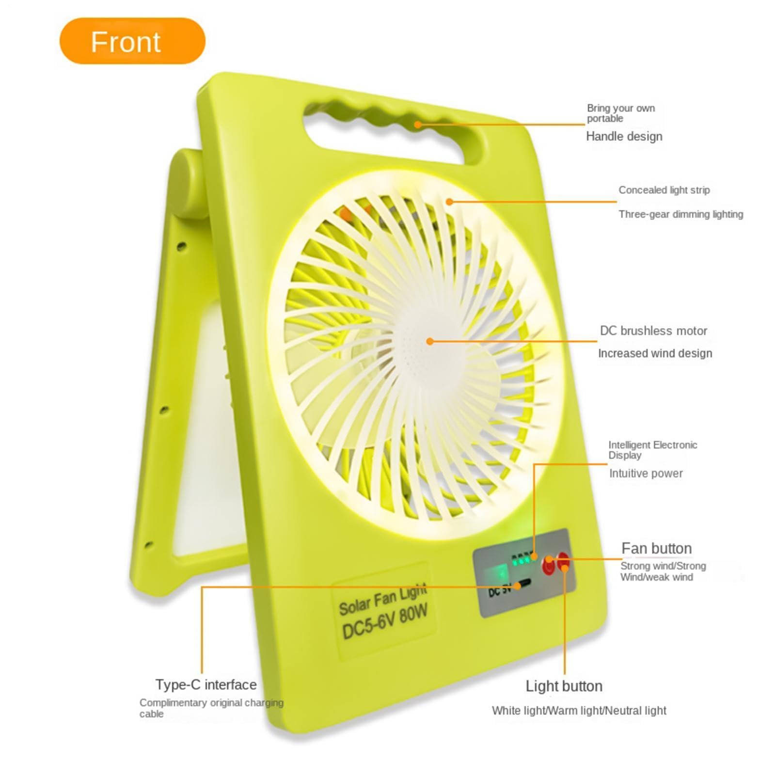 Ventilatori Per Esterni Ricaricabile e Portatile con Luce LED | Ventilatori per Tende da Campeggio Per Tende Da Esterno Spiaggia Casa Escursionismo Pesca Giardino