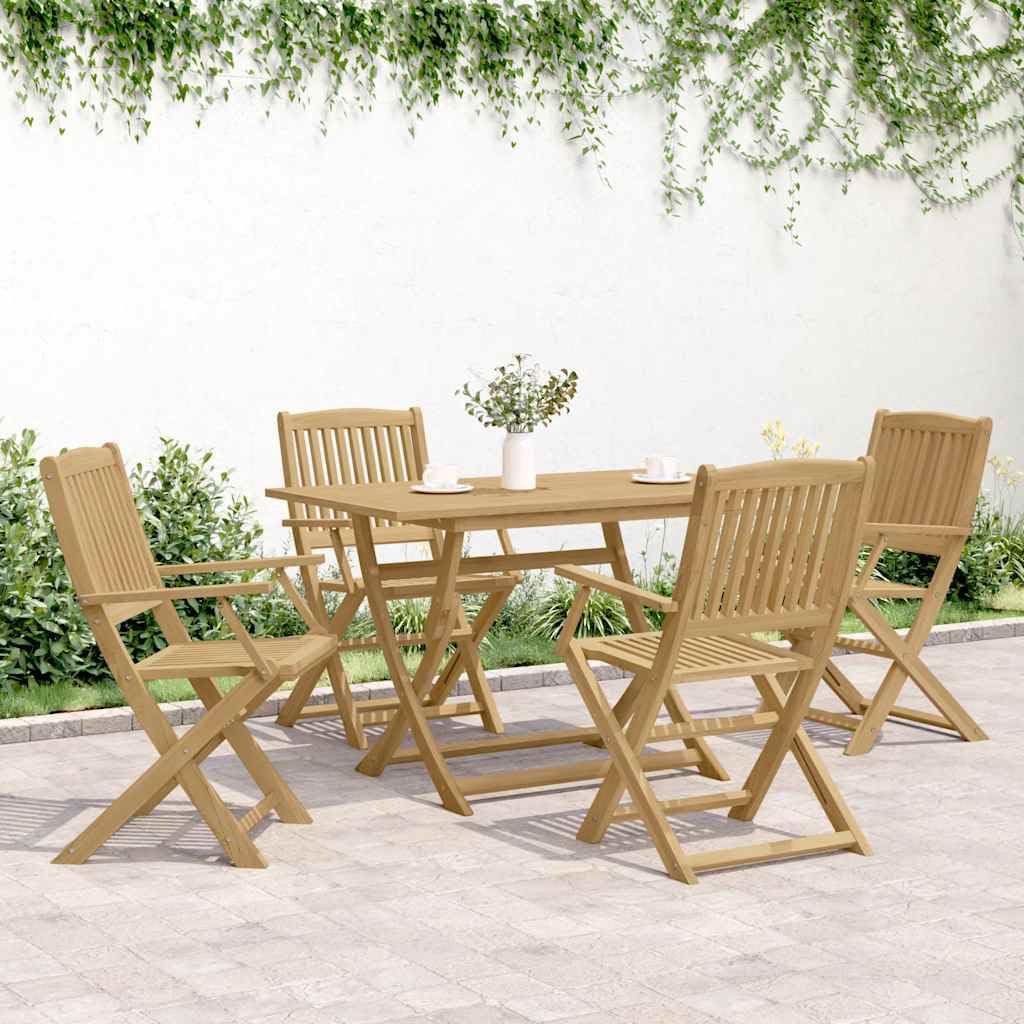 Juego de 4 sillas de jardín plegables de madera maciza de acacia, elegantes sillas plegables con reposabrazos para jardín, terraza y balcón, sillas de madera rústicas, 54 x 61 x 88 cm