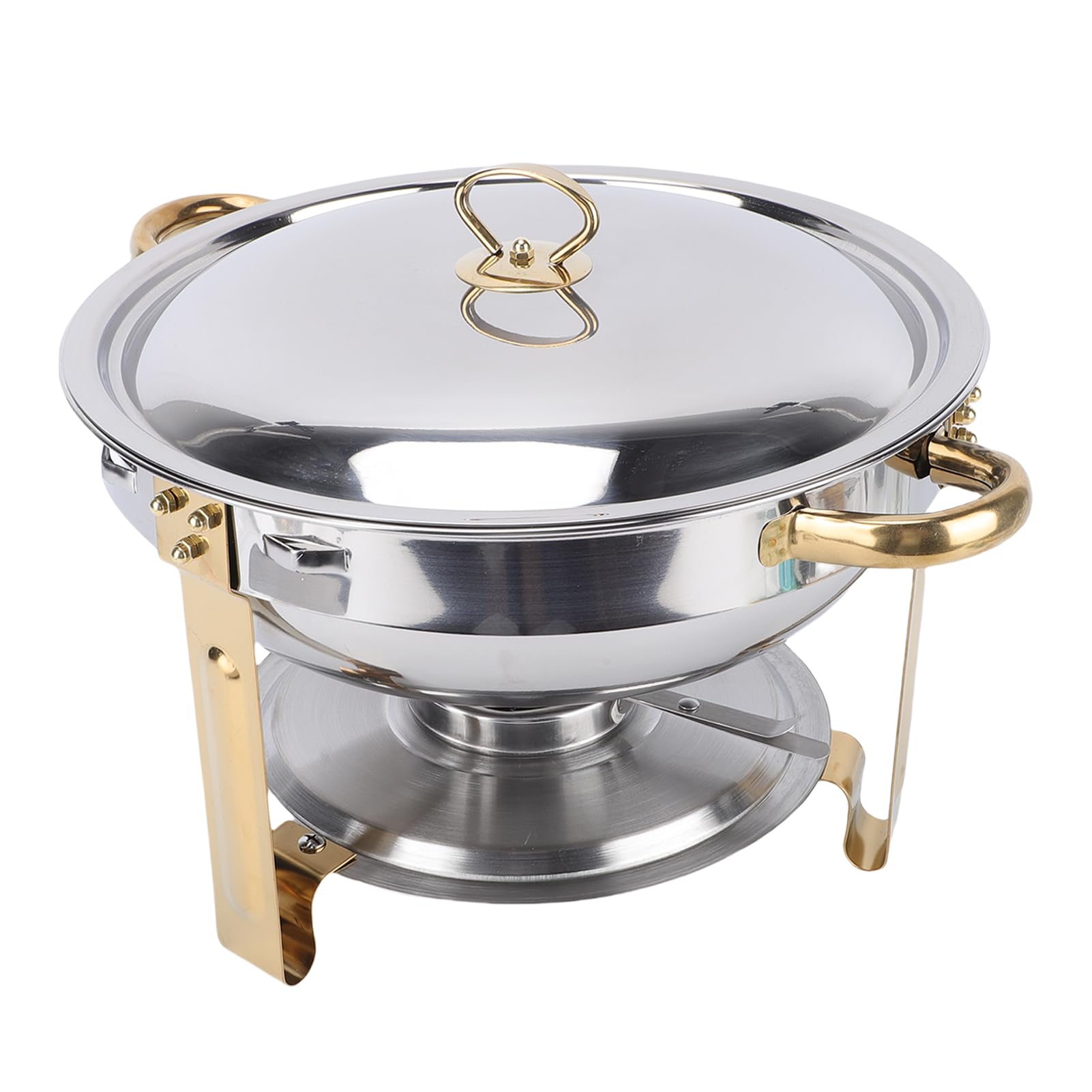 Buffet Chafing Dish, Servidor de Buffet Multifuncional Redondo de Acero Inoxidable de 4,5 L con Tapa y Piezas Apilables para Restaurante, Hotel, Fiesta, Boda, Evento Escolar