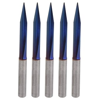 5Pcs CNC Router Bits, 2 Flutes Straight Grooves V Bits, 0.5mm Tip Tungsten Steel Engraving Bits, 4mm/ 1/8