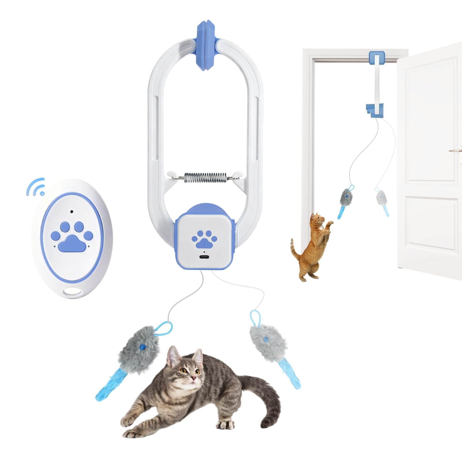 Heepoohoma Elektrisches Katzenspielzeug, Interaktives mit Fernbedienung,Automatische 360°-Bewegung mit Unregelmäßigen Bewegungen,USB Wiederaufladbar, für Katzen zur Beschäftigung im Innenbereich