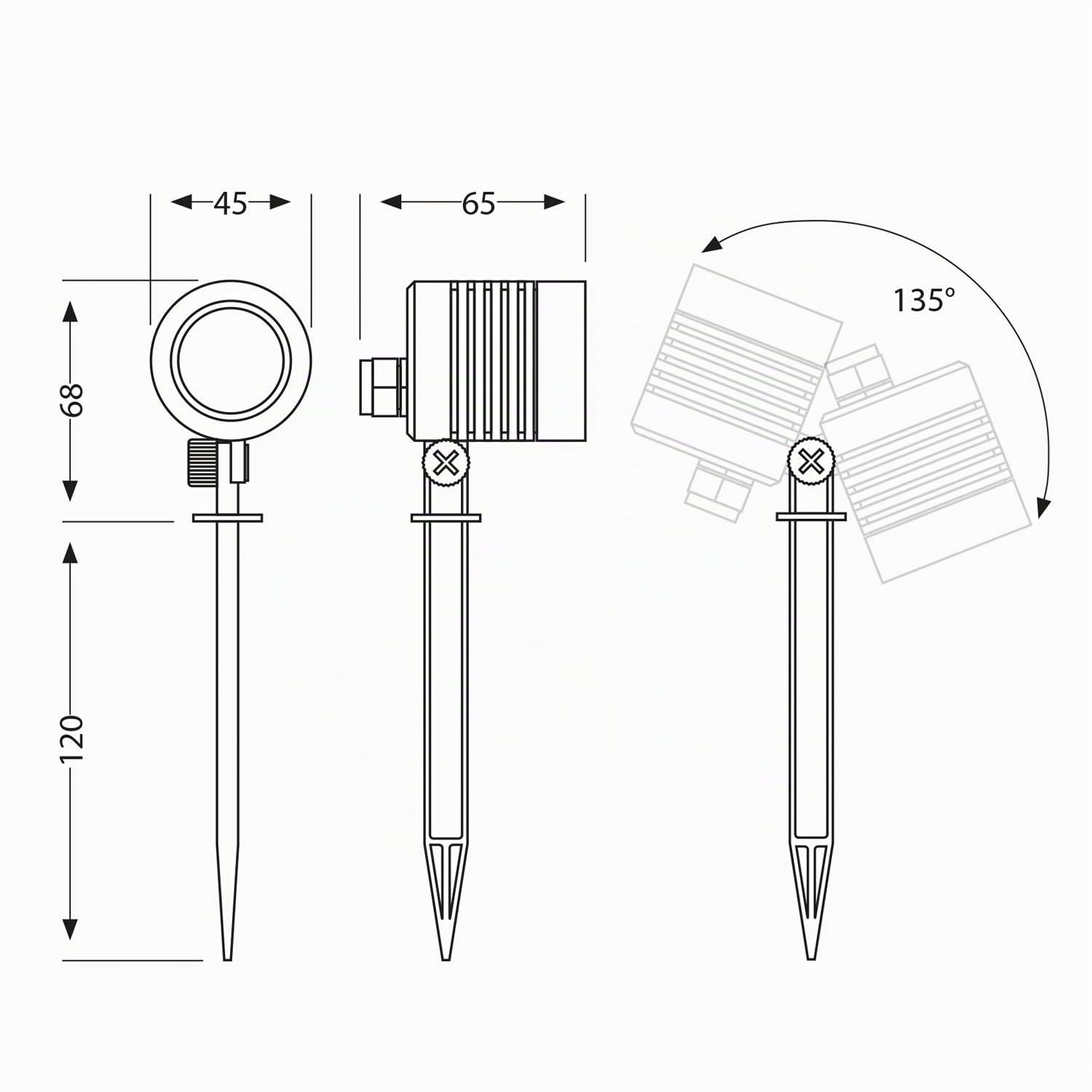 ledscom.de 5 piccoli faretti LED da giardino con picchetto TARL per esterni, IP65, spina, neri, 4,3 W, 340 lm, bianco caldo