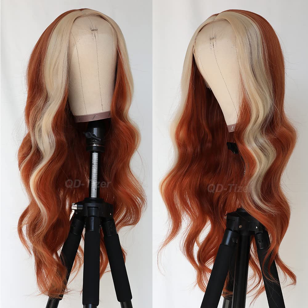Amazon.com : QD-Tizer Ginger Orange Wig with Blonde  display picture 3