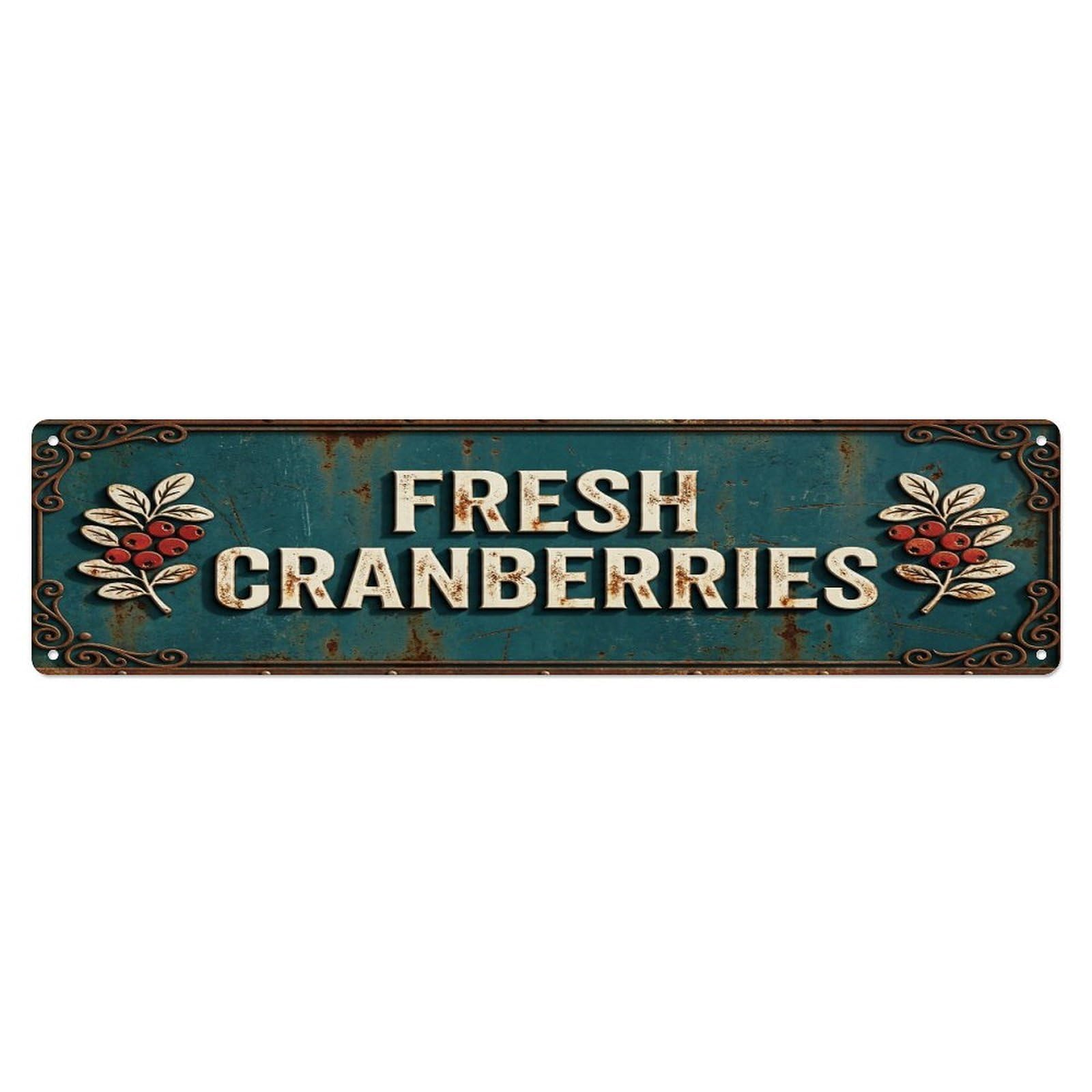 FRESH CRANBERRIES Vintage Berry Rustic Farmhouse Metal Tin Sign