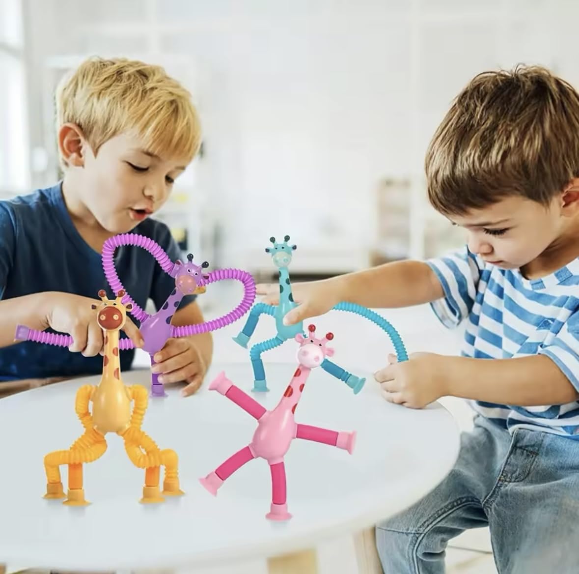 Ankirant 4 Pics Giraffe Telescopic Suction Cup Toys – Fun Travel Toys for Kids, Flight Games for Toddlers, Pull String Robot Light Tube for Boys & Girls, Unique Pop Tube Gift (Pack of 4) - Image 8 thumbnail