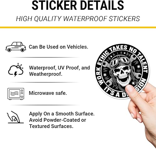 Miniatura 4 de 3 calcomanías de vinilo Work Ethic Takes No Talent It's a Decision, calcomanías de vinilo de mecánico de calavera con llaves, calcomanías