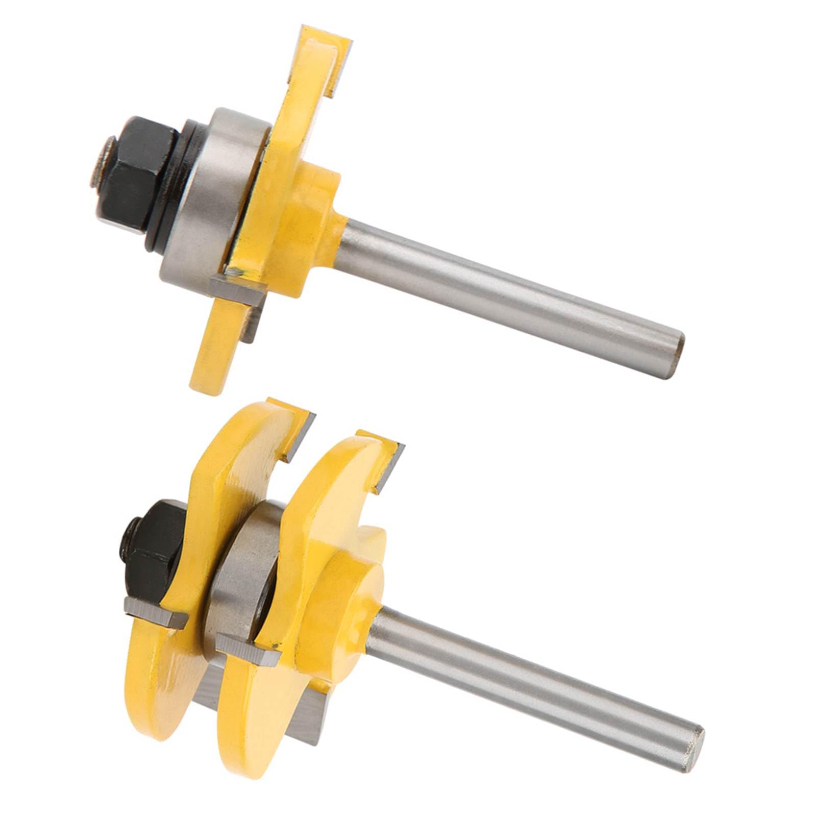 Ensemble de Bits de Routeur en Forme T 2PCS, 3 Dents 1/4 Pouce, Outils Travail du Bois élevé pour le Bois, le MDF, la Planche Particules et contreplaqué avec Lames en Alliage