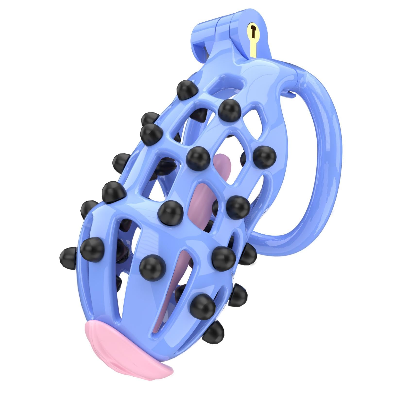 Recreational Athletic Protective Cage Training Cage (Curved Rings), Black Silicone Spikes Removable, Very Portable for Men to Put on and Take Off (US-A145) (B5L)