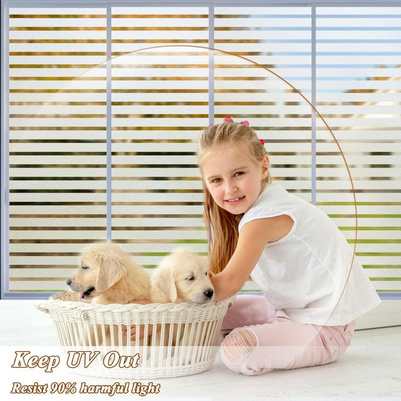 HONLONE Privacy Window Film,Two Way Window Frosting Film 60X400cm Frosted Glass Film for Windows Decorative Window Film Privacy Patterned Solar Window Vinyl - Image 3