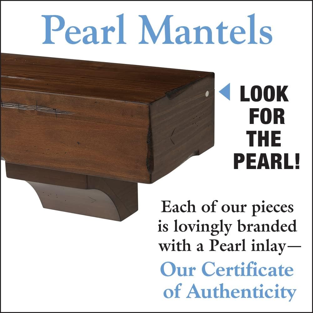 Pearl Mantels Modern Rustic Hand Pine Wood Mantel Shelf with Optional Corbels Included, 60", Warm Cherry Distressed Finish