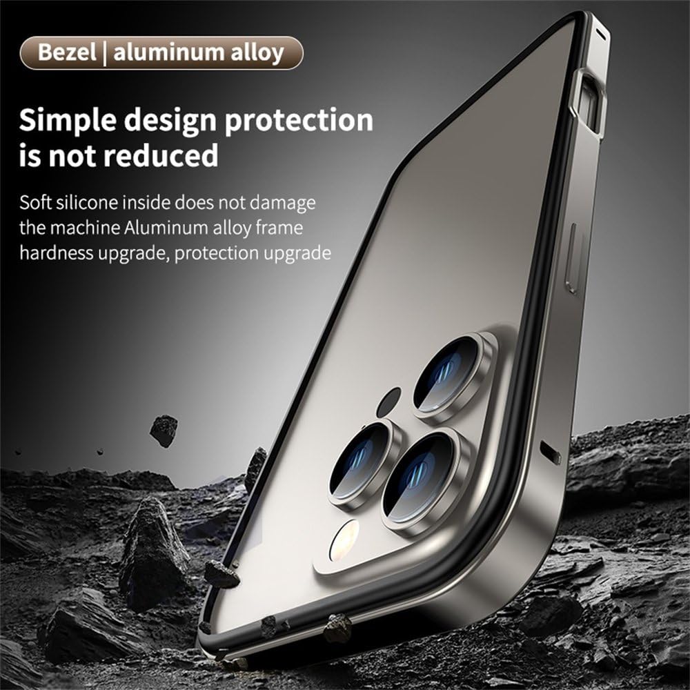 Funda Protectora antigolpes con Marco de Metal de Titanio para iPhone 17, 16, 15 Pro MAX, 17 Air, 15, 16 Plus, Color sólido, Color A4, para iPhone 16 Pro MAX