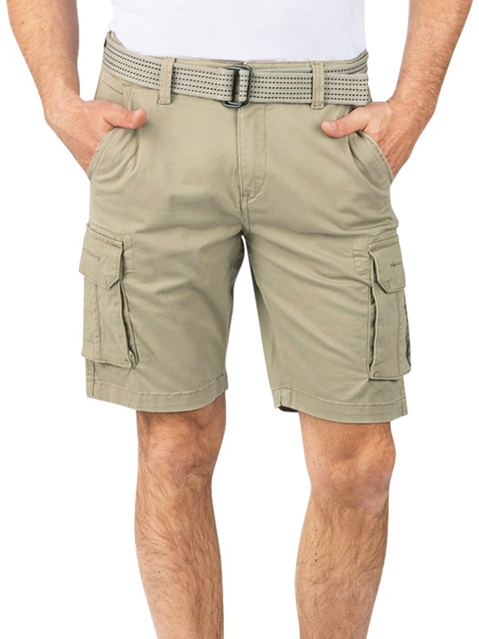 riverso RIVJoko - Pantalones cortos cargo para hombre con cinturón, corte regular, pantalones cortos cargo de verano, elásticos, color azul marino, beige, verde, gris, S, M, L, XL, XXL, 3XL, 4XL, 5XL
