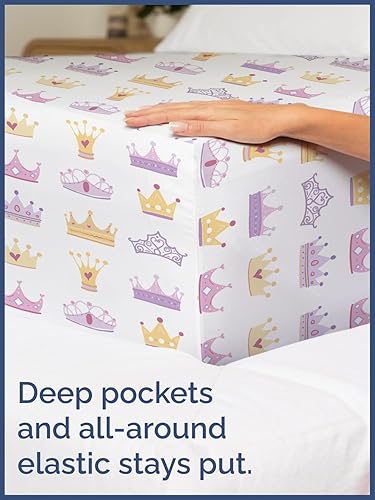 Miniatura 6 de CGK Linens Sábanas tamaño queen, juego de 4 piezas, de princesa y tiara, temática mágica, ultrasuave, transpirable, lavable a máquina, para niños,