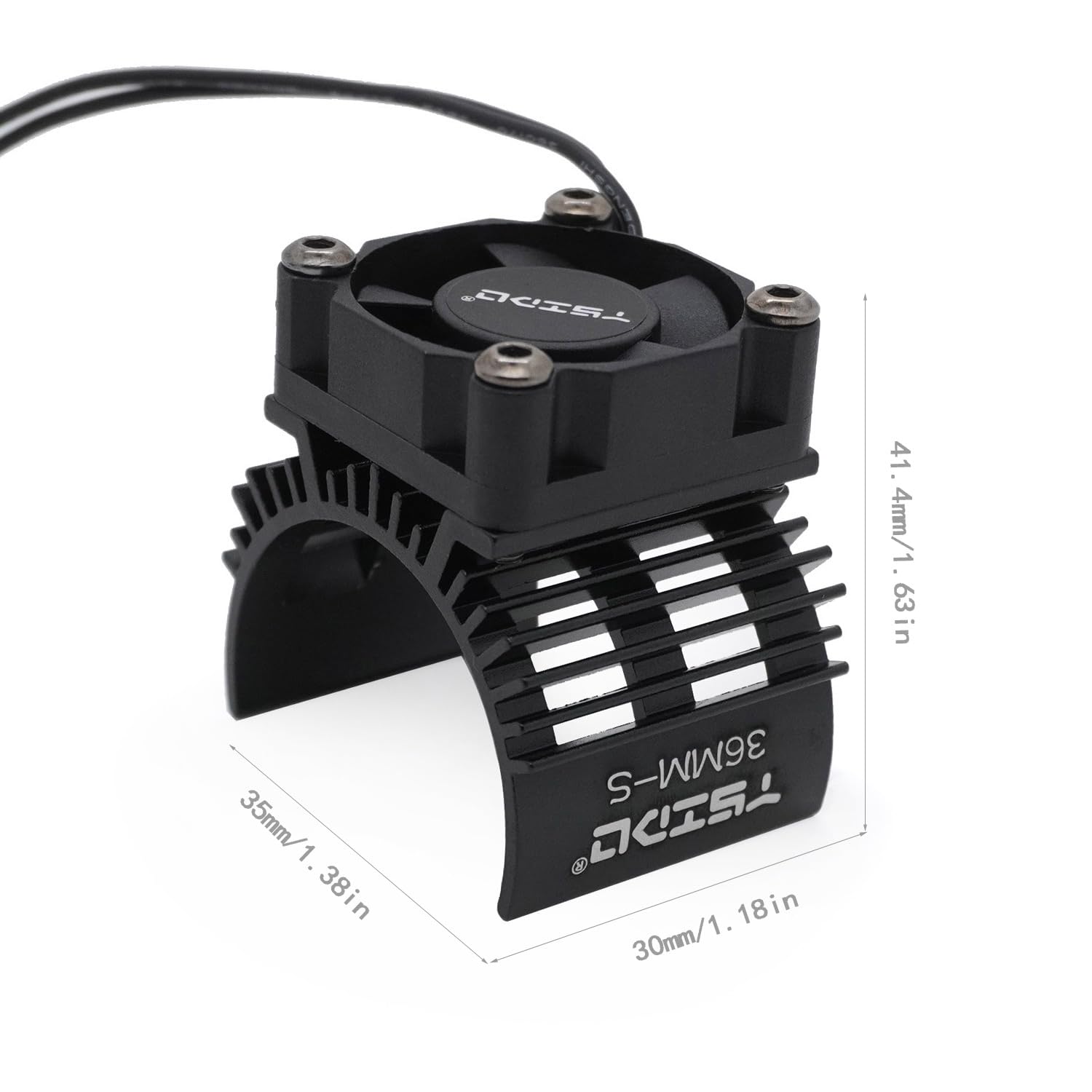 YSIDO 36MM-S Alloy Heat Sink Heatsink with 5-8.4V High Speed Cooling Fan for 1/10 1/12 RC Car 540 550 Brushed Motor F540 3650 3660 Size Brushless Motor Truck Buggy Crawler (Black)