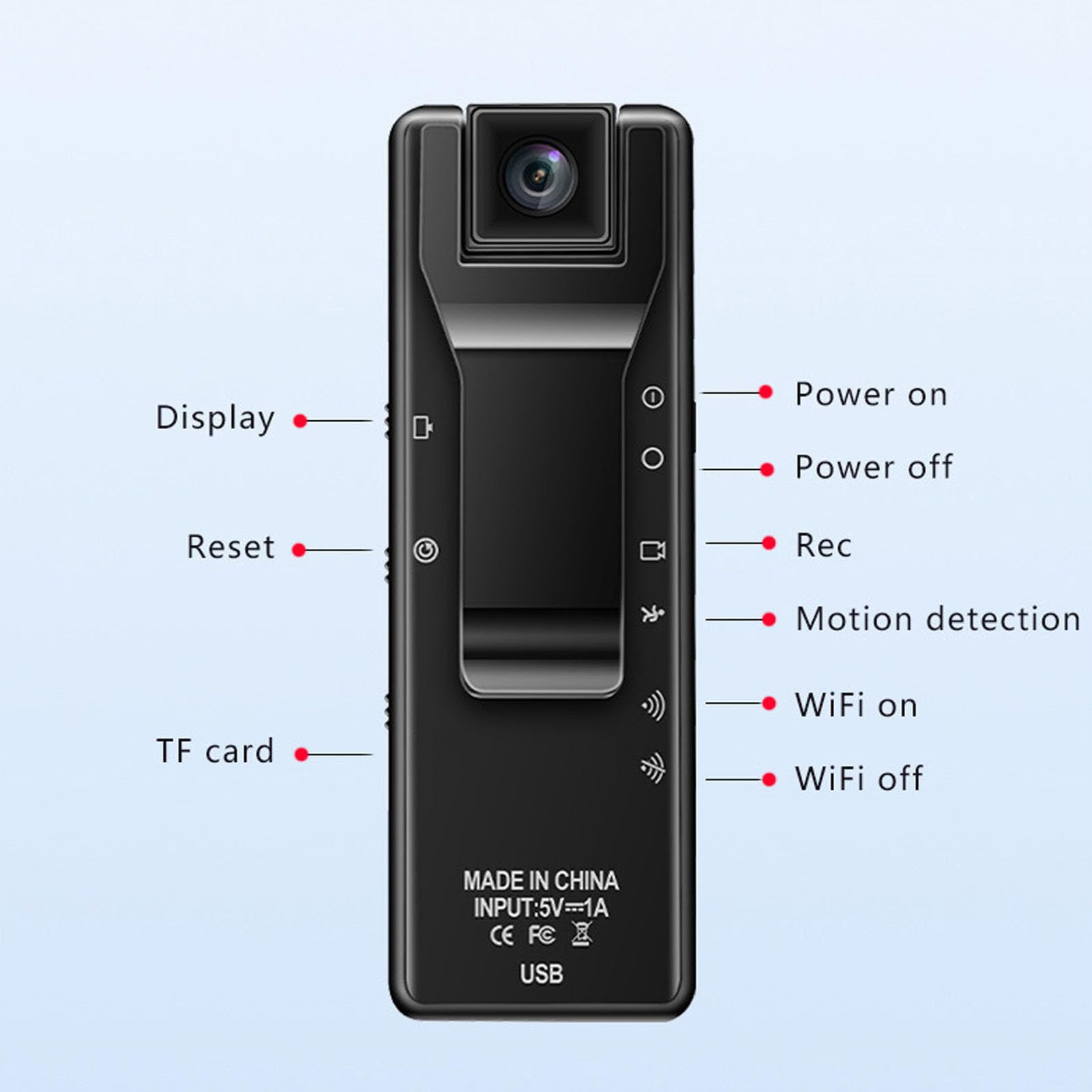 LICAEVEY Kamera Nasobna z detekcją Ruchu, Kamera Sportowa 4K HD z Wbudowanym Hotspotem Wi-Fi i funkcją antywstrząsową, Przenośna Kamera Sportowa z Klipsem z Tyłu, Obiektyw Obrotowy o 180
