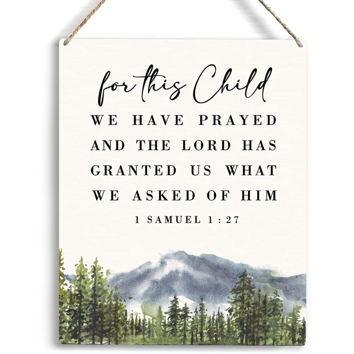 YCYD Inspirational Nursery Decor for Girls Boys Baby Girl Room Decor Christian Nursery Wall Art For This Child We Have Prayed Wooden Hanging Sign Bible Verse Wall Art Sign for Kids Home 8 x 10 Inches