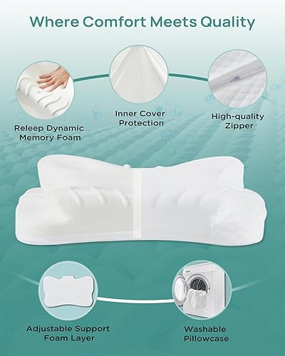 Miniatura 5 de Almohada cervical ajustable, almohada ergonómica de enfriamiento para dormir lateral, almohada de soporte de cuello de contorno, almohada de cama de