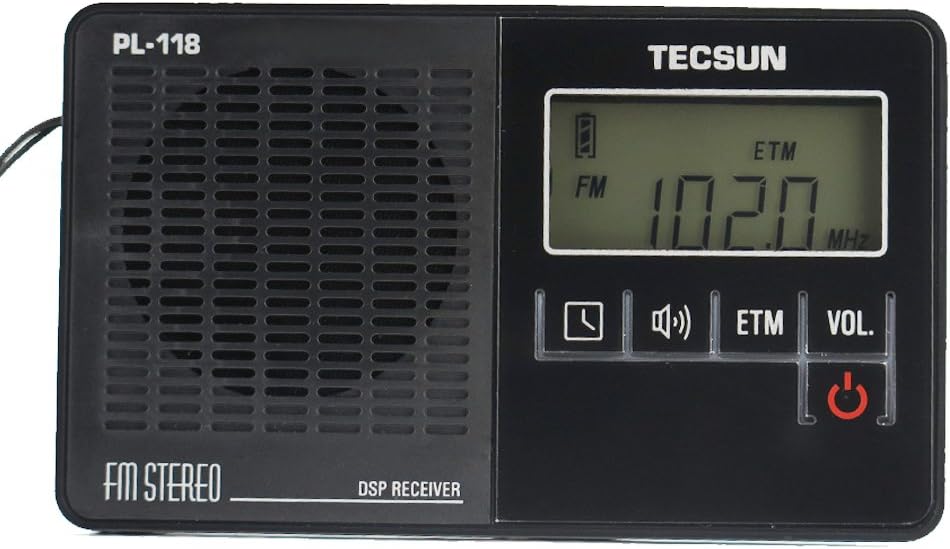 TECSUN PL-118 Ultra-Light Mini Radio, PLL DSP FM Band Radio (BLACK)