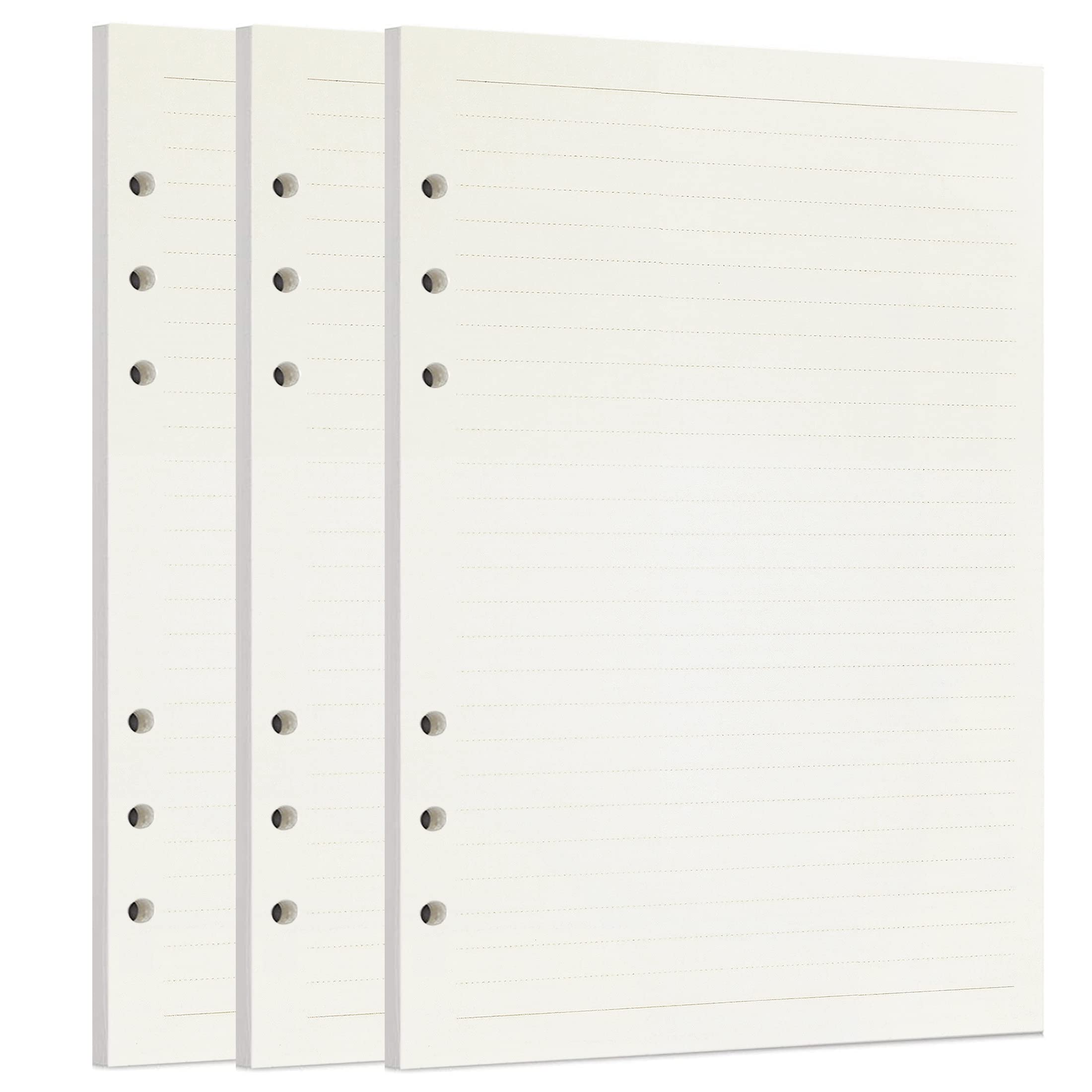 Zelten Loose Leaf Punched Paper Refills Paper for 6 Hole Binder Personal Organizer Diary Notebook Refillable Planner (Lined,A5/6 Hole)